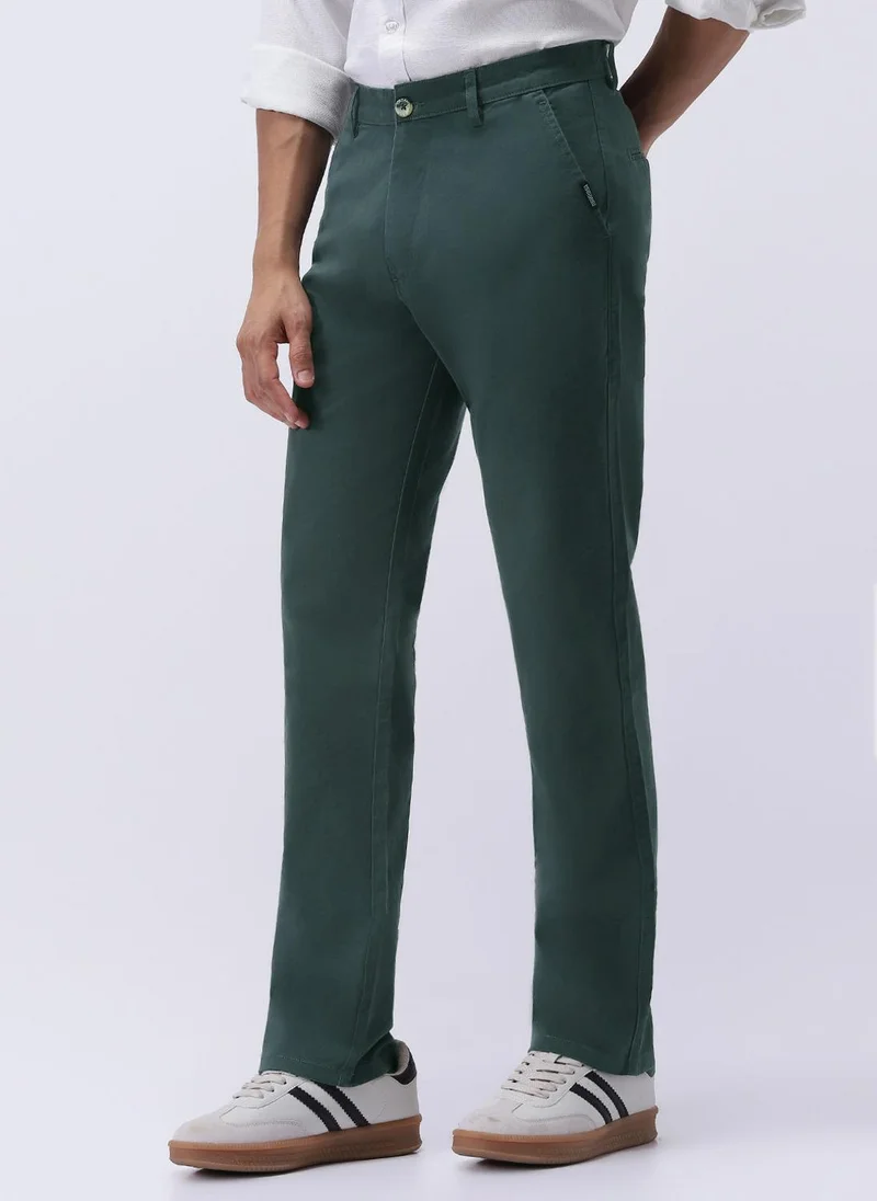 Urbano Fashion Urbano Fashion Men's Teal Green Cotton Regular Fit Casual Chinos Trousers Stretch